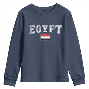 Vintage Egypt Youth Sweatshirt Distressed Flag Patriotic Football Fan Pride Gift for Egyptians TS10 Navy Print Your Wear