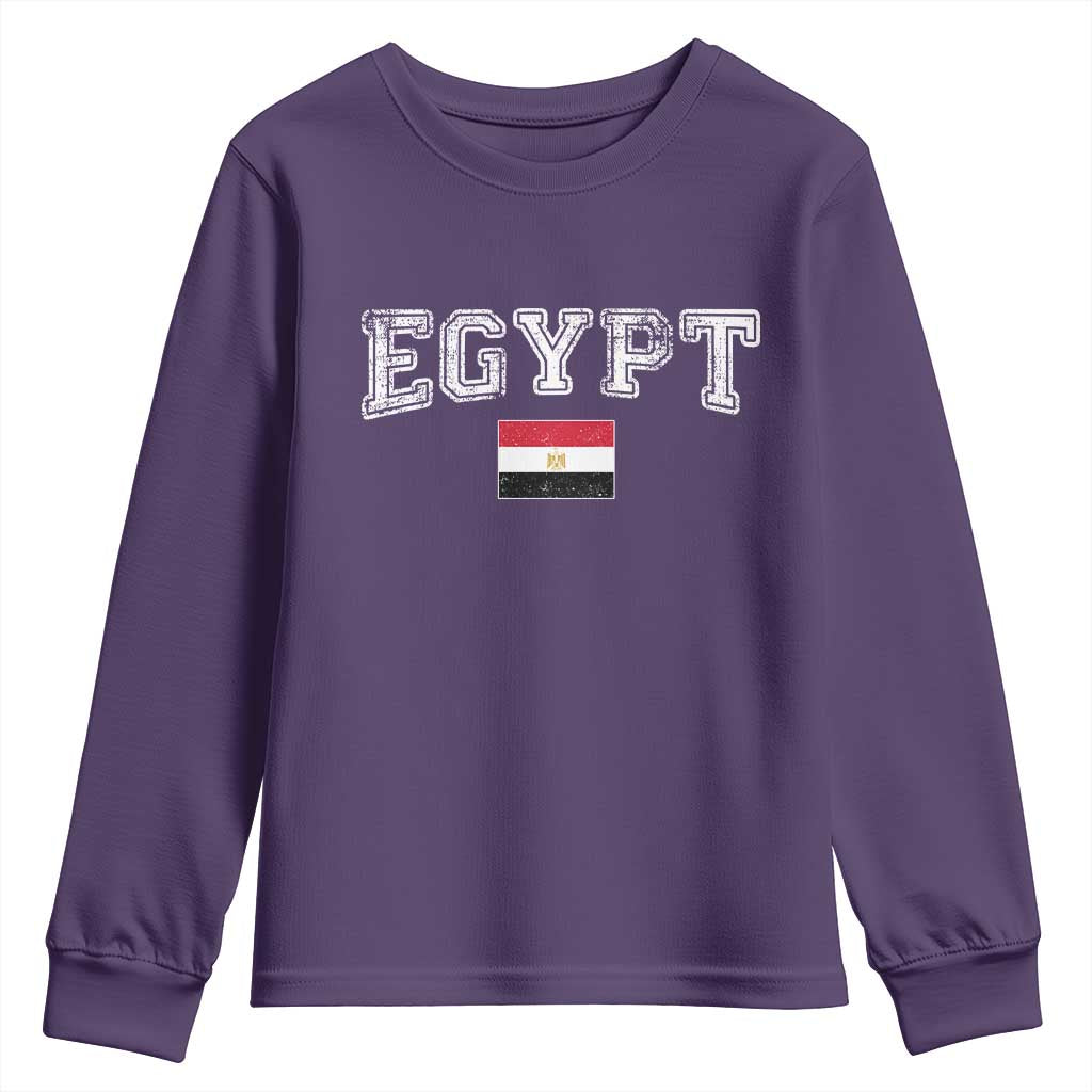 Vintage Egypt Youth Sweatshirt Distressed Flag Patriotic Football Fan Pride Gift for Egyptians TS10 Purple Print Your Wear