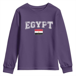 Vintage Egypt Youth Sweatshirt Distressed Flag Patriotic Football Fan Pride Gift for Egyptians TS10 Purple Print Your Wear