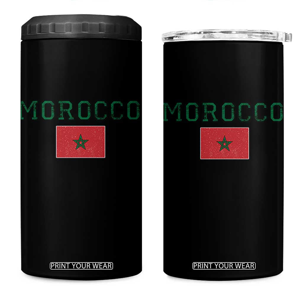 Vintage Morocco Flag 4 in 1 Can Cooler Tumbler Distressed Graphic Heritage Pride Gift for Moroccan TS10 One Size: 16 oz Black Print Your Wear