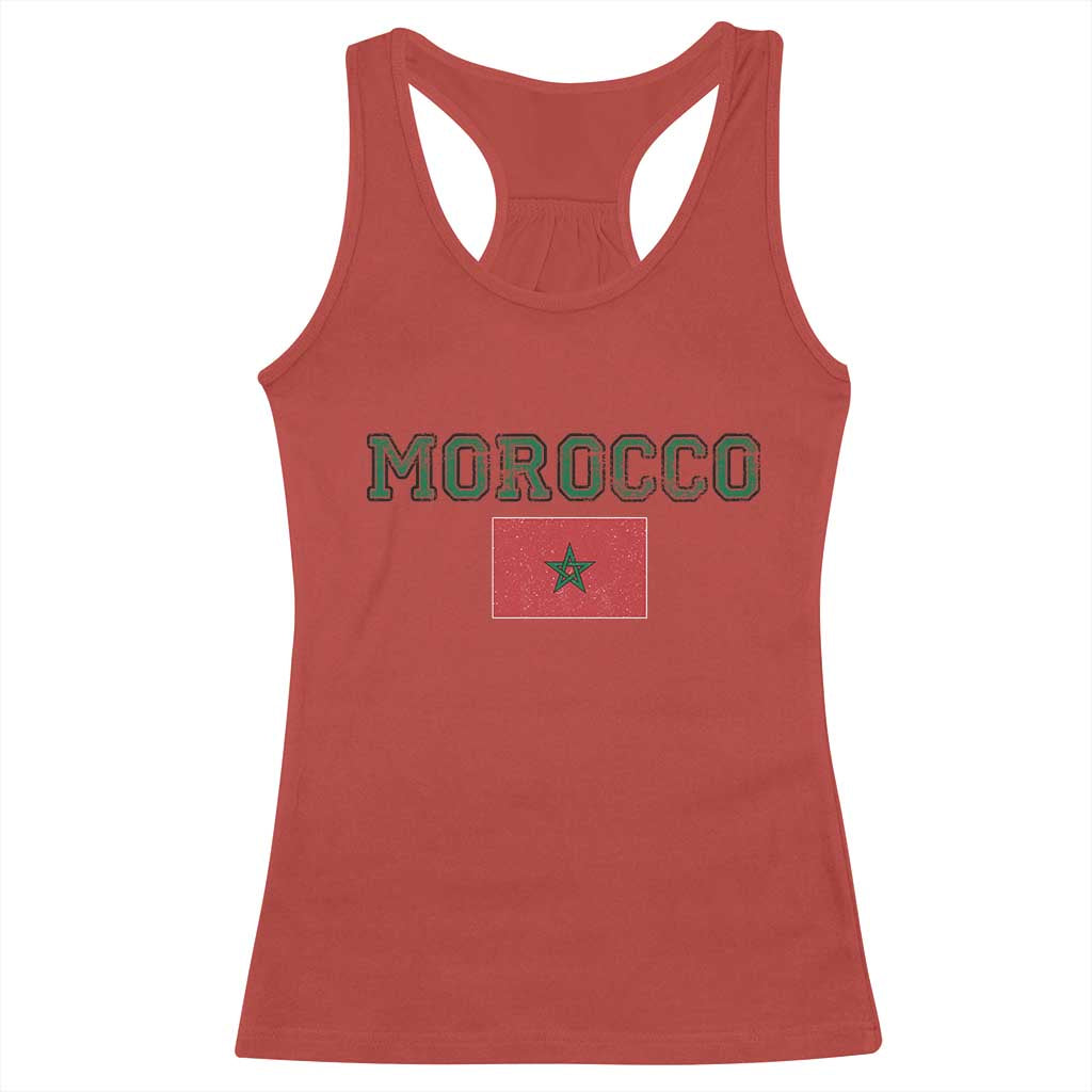 Vintage Morocco Flag Racerback Tank Top Distressed Graphic Heritage Pride Gift for Moroccan TS10 Red Print Your Wear