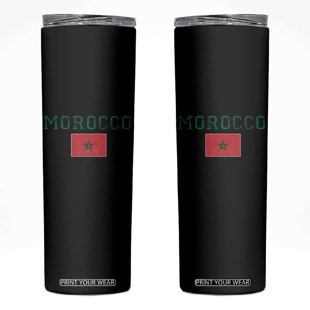 Vintage Morocco Flag Skinny Tumbler Distressed Graphic Heritage Pride Gift for Moroccan TS10 Black Print Your Wear