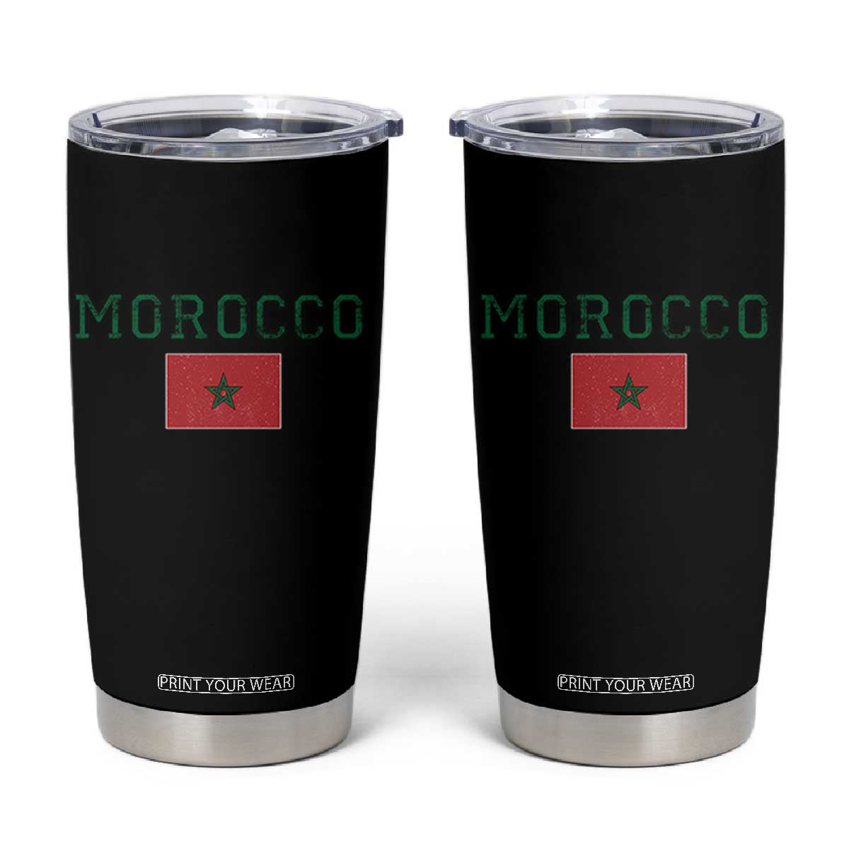 Vintage Morocco Flag Tumbler Cup Distressed Graphic Heritage Pride Gift for Moroccan TS10 Black Print Your Wear
