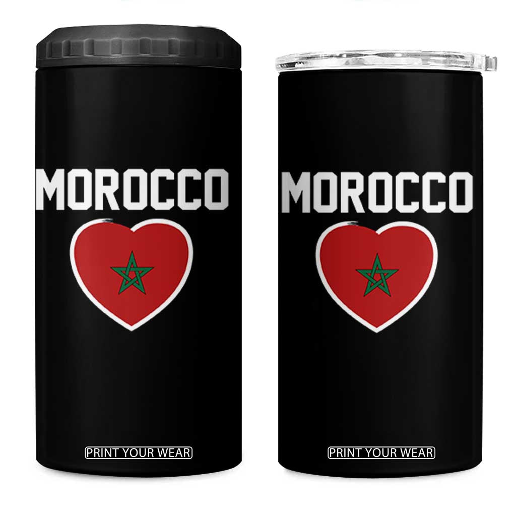 Morocco Heart Flag 4 in 1 Can Cooler Tumbler Patriotic Love Gift for Proud Moroccan TS10 One Size: 16 oz Black Print Your Wear