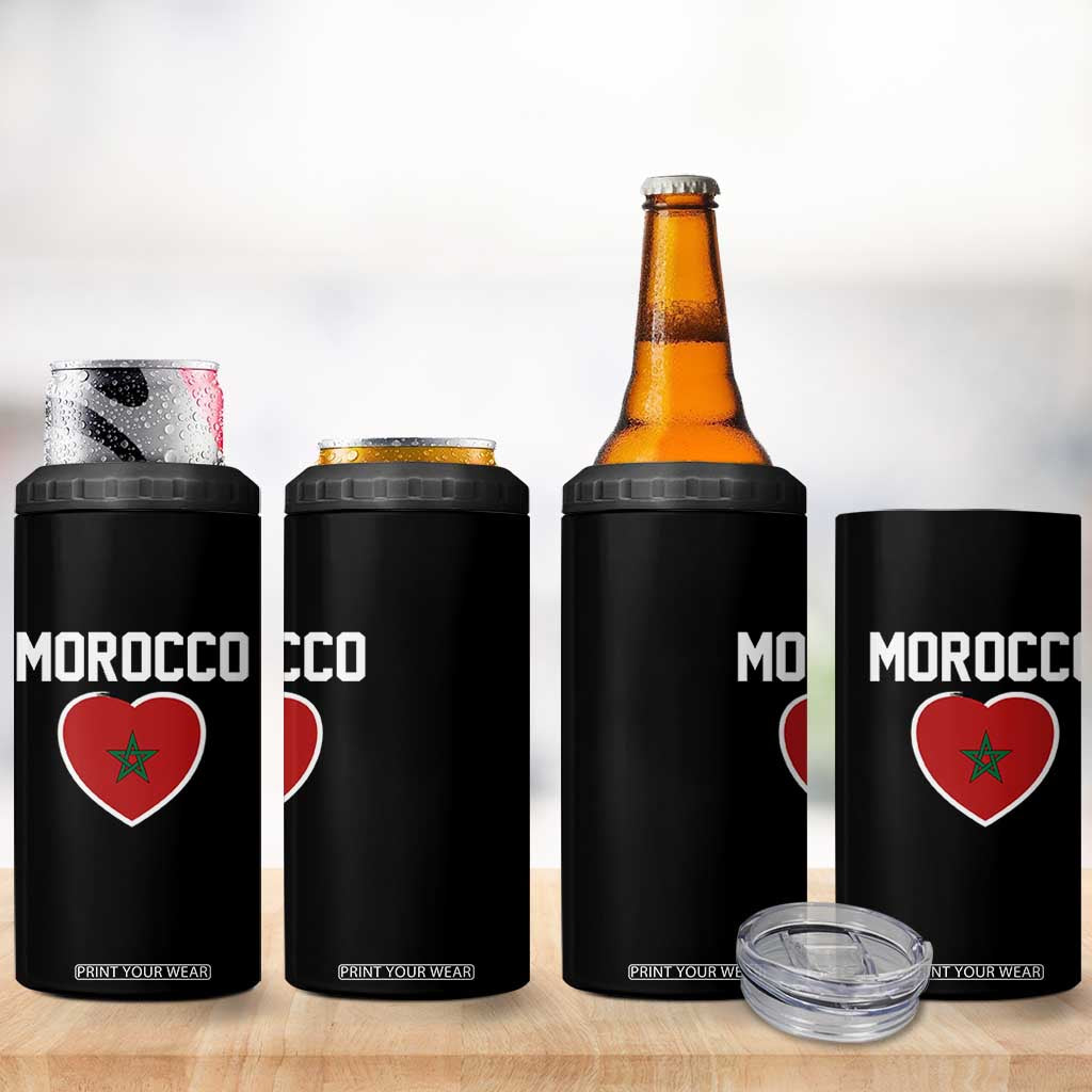 Morocco Heart Flag 4 in 1 Can Cooler Tumbler Patriotic Love Gift for Proud Moroccan TS10 Print Your Wear