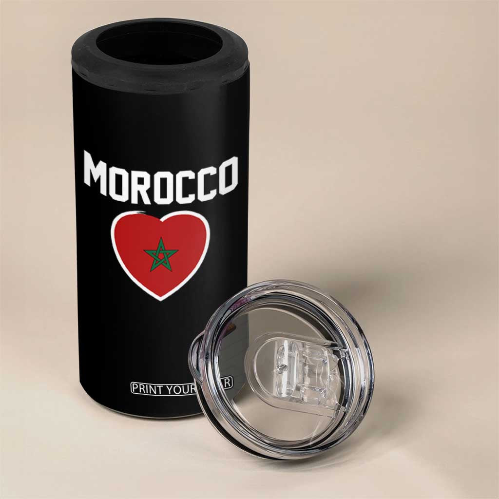 Morocco Heart Flag 4 in 1 Can Cooler Tumbler Patriotic Love Gift for Proud Moroccan TS10 Print Your Wear