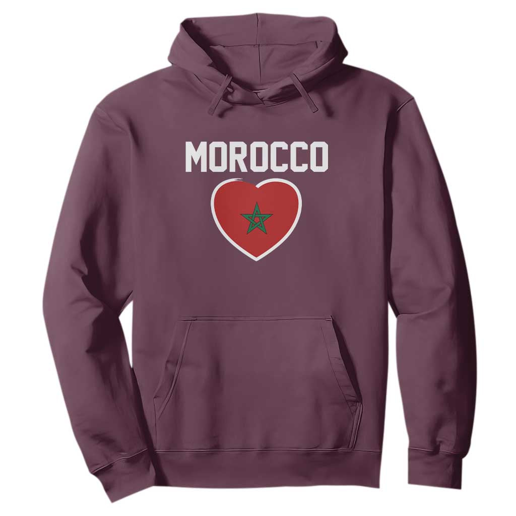 Morocco Heart Flag Hoodie Patriotic Love Gift for Proud Moroccan TS10 Maroon Print Your Wear