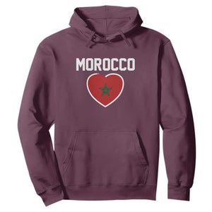 Morocco Heart Flag Hoodie Patriotic Love Gift for Proud Moroccan TS10 Maroon Print Your Wear