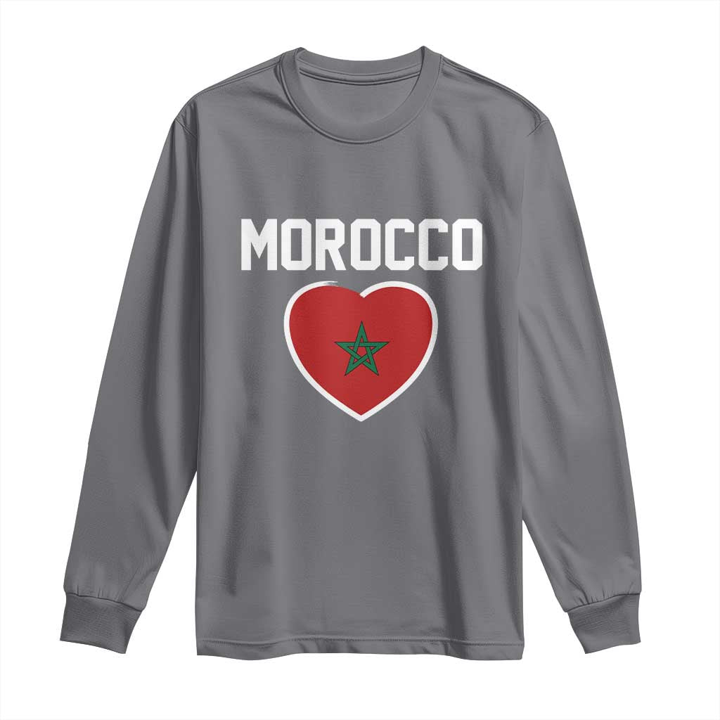 Morocco Heart Flag Long Sleeve Shirt Patriotic Love Gift for Proud Moroccan TS10 Charcoal Print Your Wear