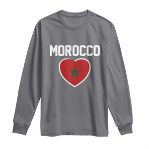 Morocco Heart Flag Long Sleeve Shirt Patriotic Love Gift for Proud Moroccan TS10 Charcoal Print Your Wear