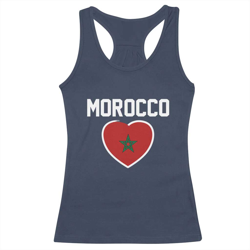 Morocco Heart Flag Racerback Tank Top Patriotic Love Gift for Proud Moroccan TS10 Navy Print Your Wear