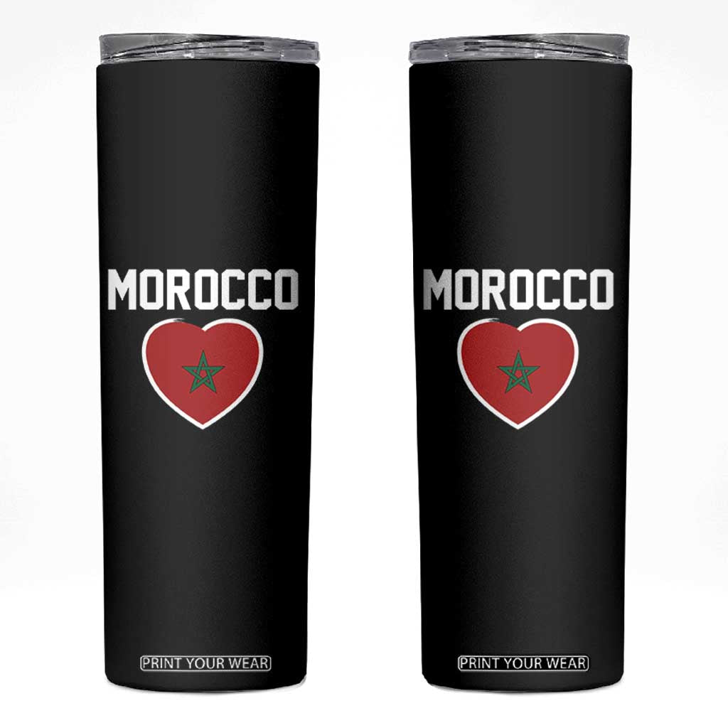 Morocco Heart Flag Skinny Tumbler Patriotic Love Gift for Proud Moroccan TS10 Black Print Your Wear