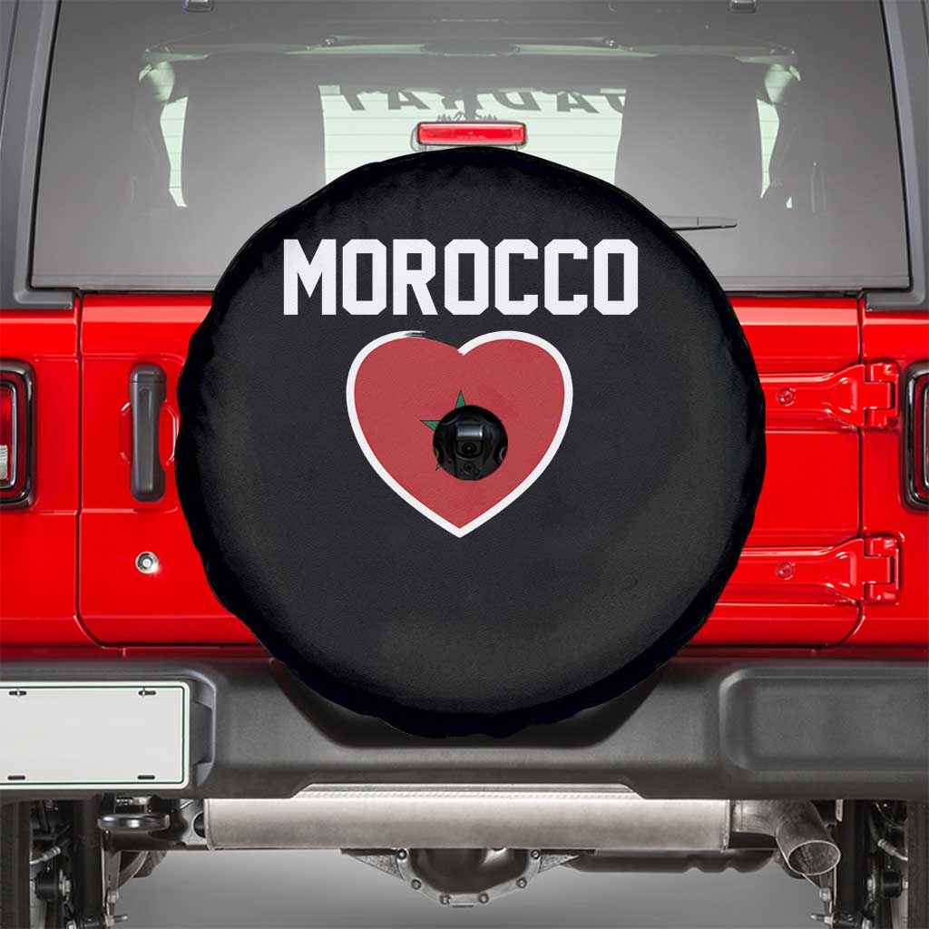 Morocco Heart Flag Spare Tire Cover Patriotic Love Gift for Proud Moroccan TS10 Black Print Your Wear