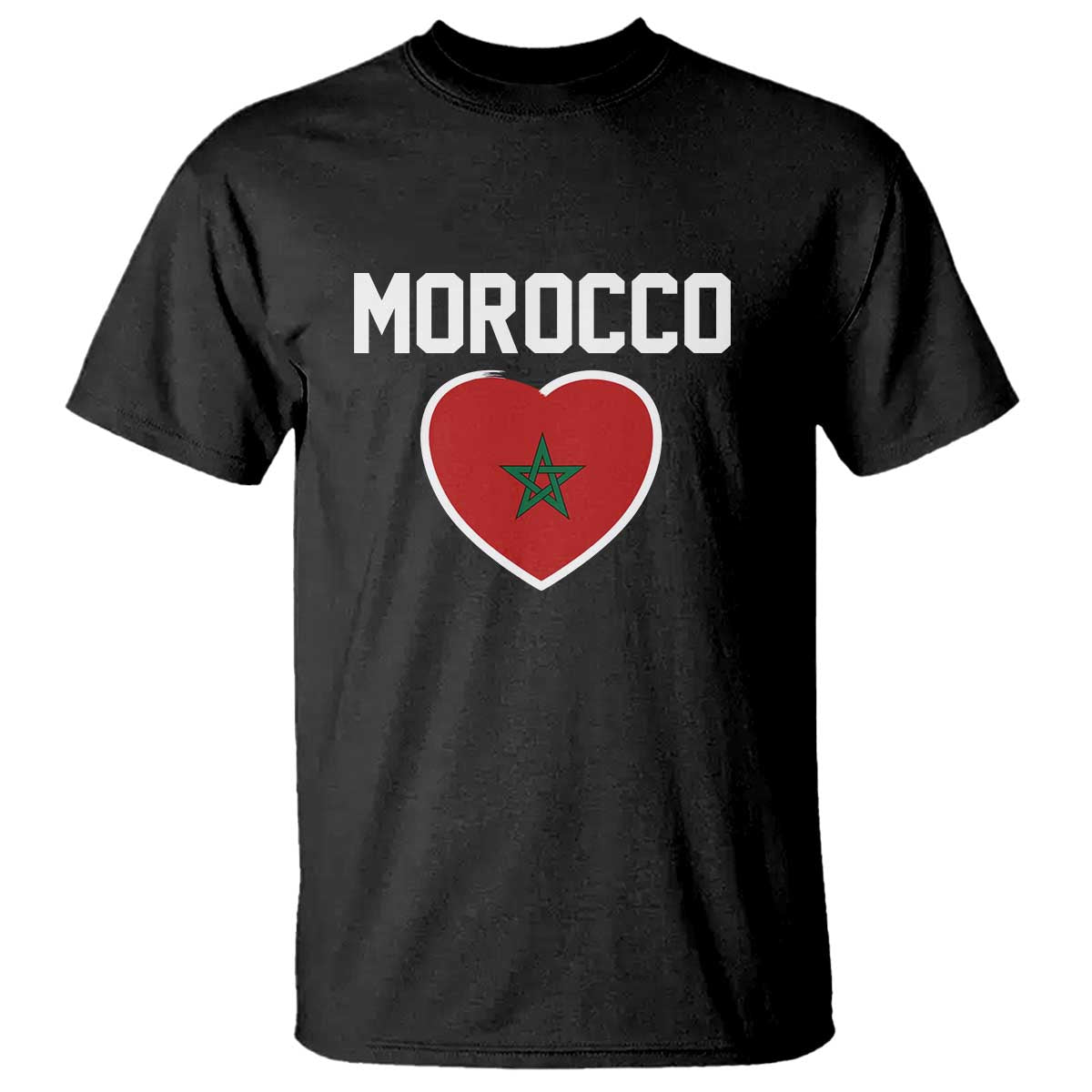 Morocco Heart Flag T Shirt Patriotic Love Gift for Proud Moroccan TS10 Black Print Your Wear