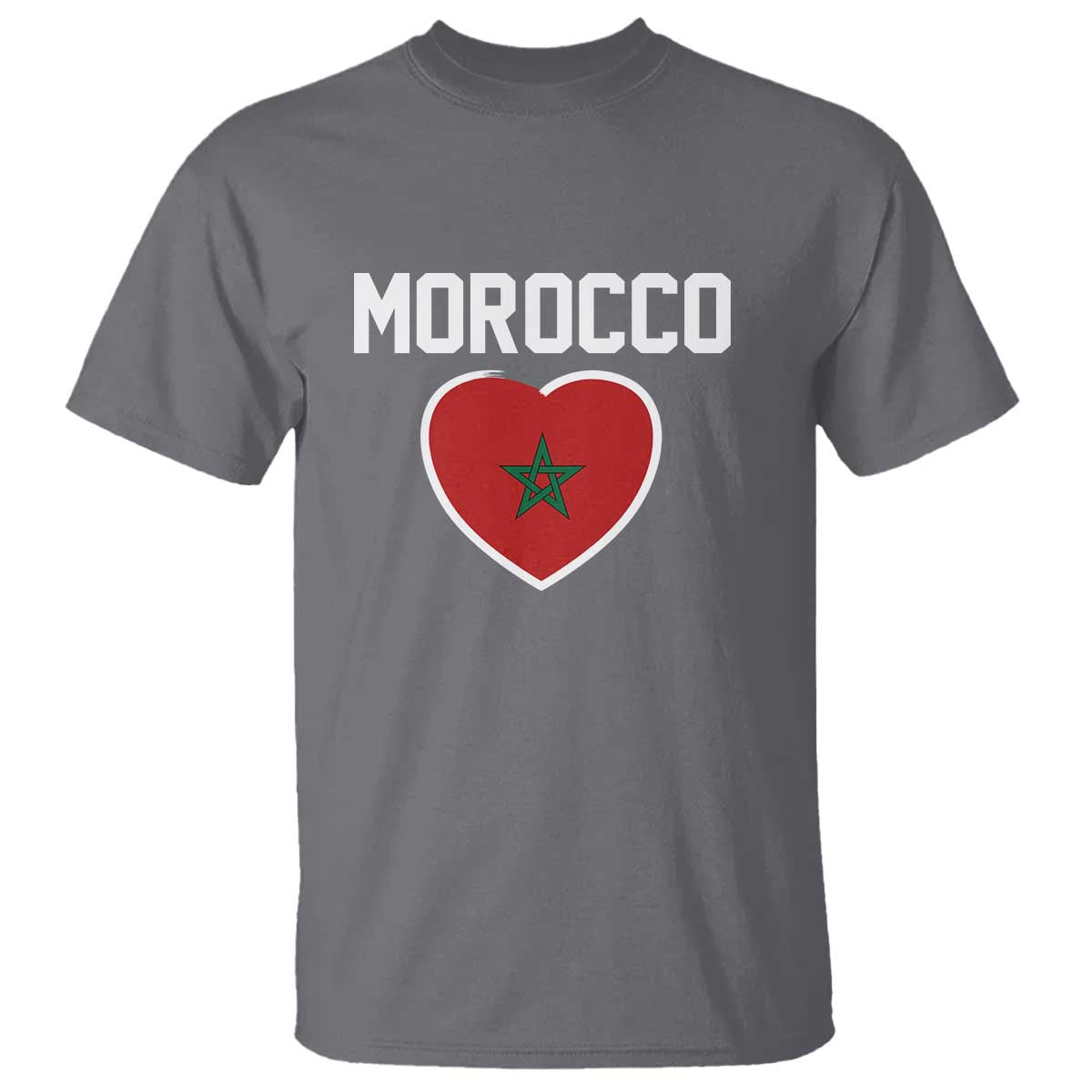 Morocco Heart Flag T Shirt Patriotic Love Gift for Proud Moroccan TS10 Charcoal Print Your Wear