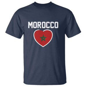 Morocco Heart Flag T Shirt Patriotic Love Gift for Proud Moroccan TS10 Navy Print Your Wear