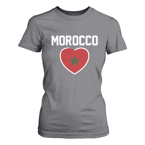 Morocco Heart Flag T Shirt For Women Patriotic Love Gift for Proud Moroccan TS10 Charcoal Print Your Wear