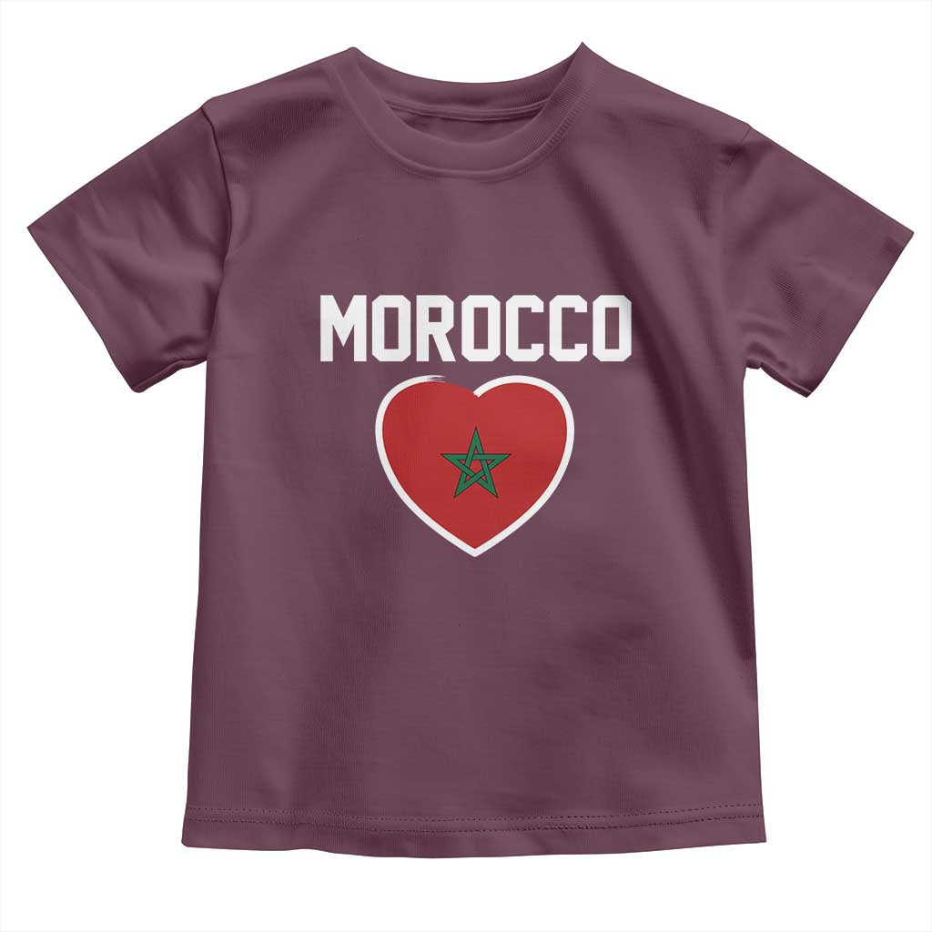 Morocco Heart Flag Toddler T Shirt Patriotic Love Gift for Proud Moroccan TS10 Maroon Print Your Wear