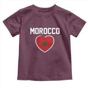 Morocco Heart Flag Toddler T Shirt Patriotic Love Gift for Proud Moroccan TS10 Maroon Print Your Wear