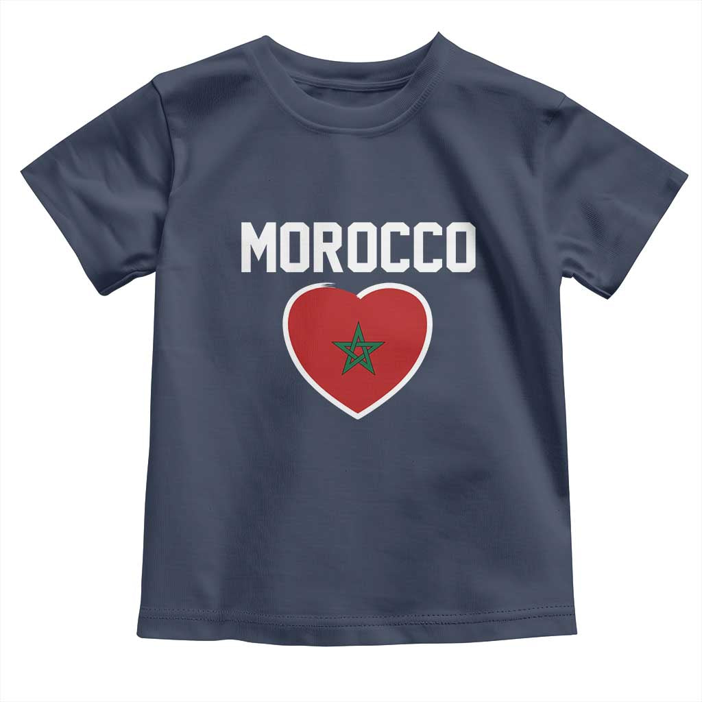 Morocco Heart Flag Toddler T Shirt Patriotic Love Gift for Proud Moroccan TS10 Navy Print Your Wear