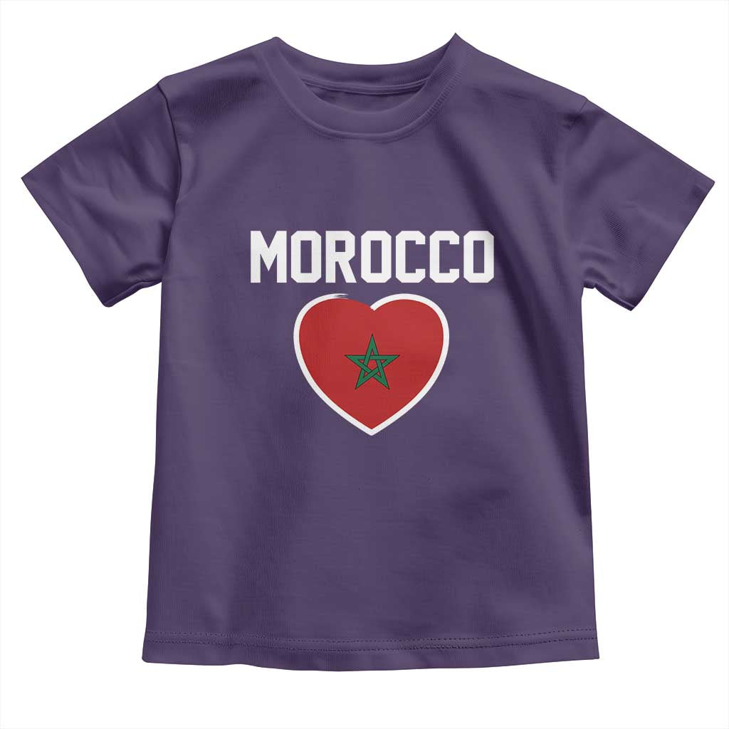 Morocco Heart Flag Toddler T Shirt Patriotic Love Gift for Proud Moroccan TS10 Purple Print Your Wear