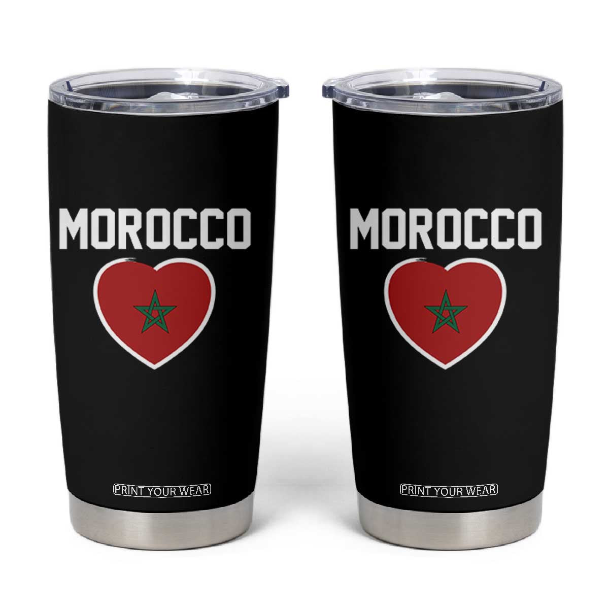 Morocco Heart Flag Tumbler Cup Patriotic Love Gift for Proud Moroccan TS10 Black Print Your Wear