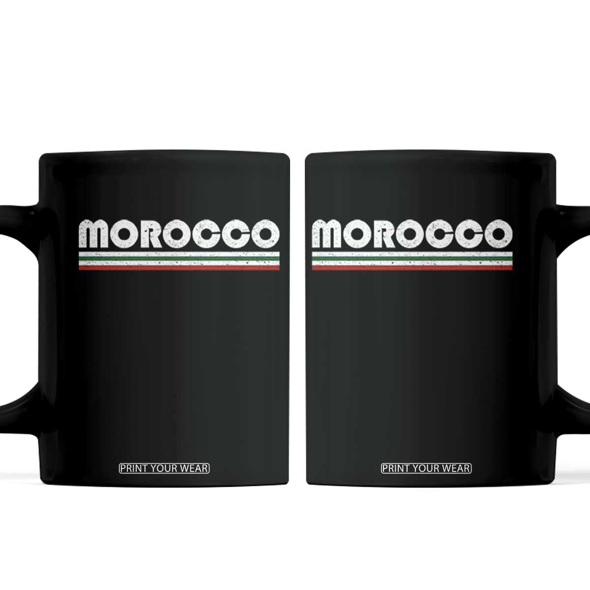 Morocco Coffee Mug Retro Vintage Stripes Patriotic Pride Gift for Proud Moroccan TS10 Black Print Your Wear