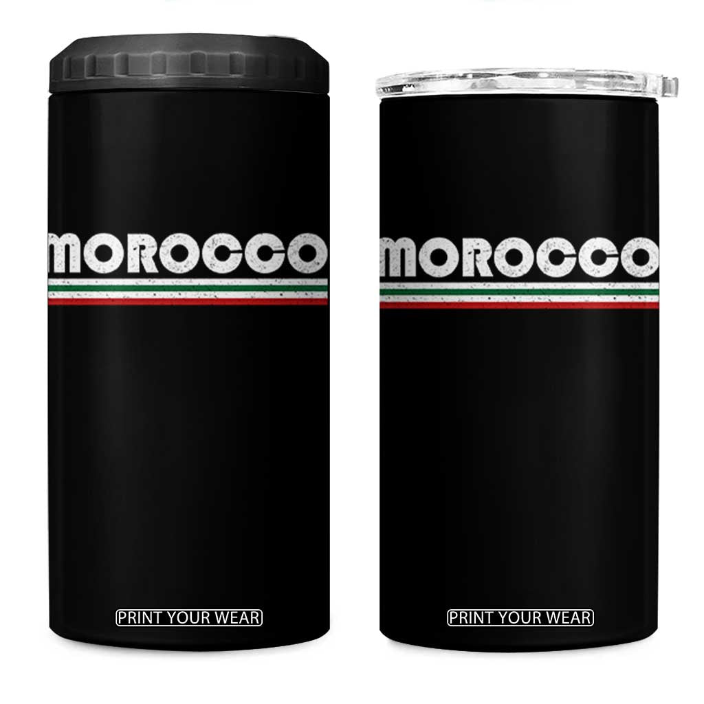 Morocco 4 in 1 Can Cooler Tumbler Retro Vintage Stripes Patriotic Pride Gift for Proud Moroccan TS10 One Size: 16 oz Black Print Your Wear