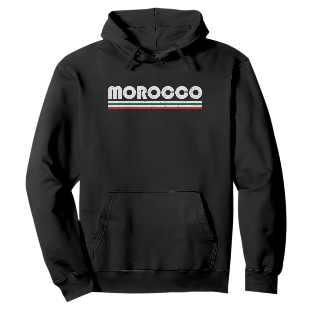 Morocco Hoodie Retro Vintage Stripes Patriotic Pride Gift for Proud Moroccan TS10 Black Print Your Wear