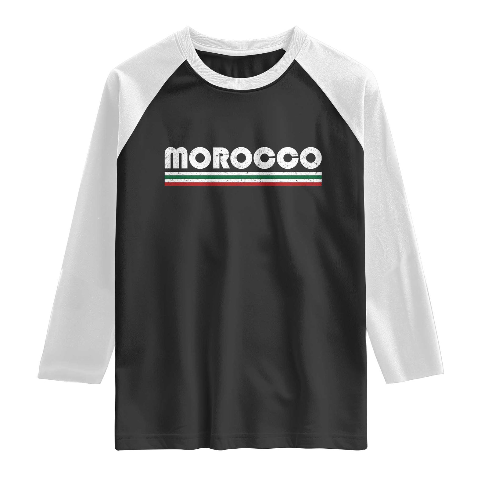 Morocco Raglan Shirt Retro Vintage Stripes Patriotic Pride Gift for Proud Moroccan TS10 Black White Print Your Wear