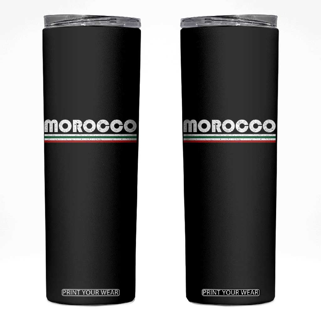 Morocco Skinny Tumbler Retro Vintage Stripes Patriotic Pride Gift for Proud Moroccan TS10 Black Print Your Wear