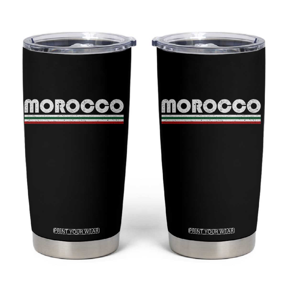Morocco Tumbler Cup Retro Vintage Stripes Patriotic Pride Gift for Proud Moroccan TS10 Black Print Your Wear
