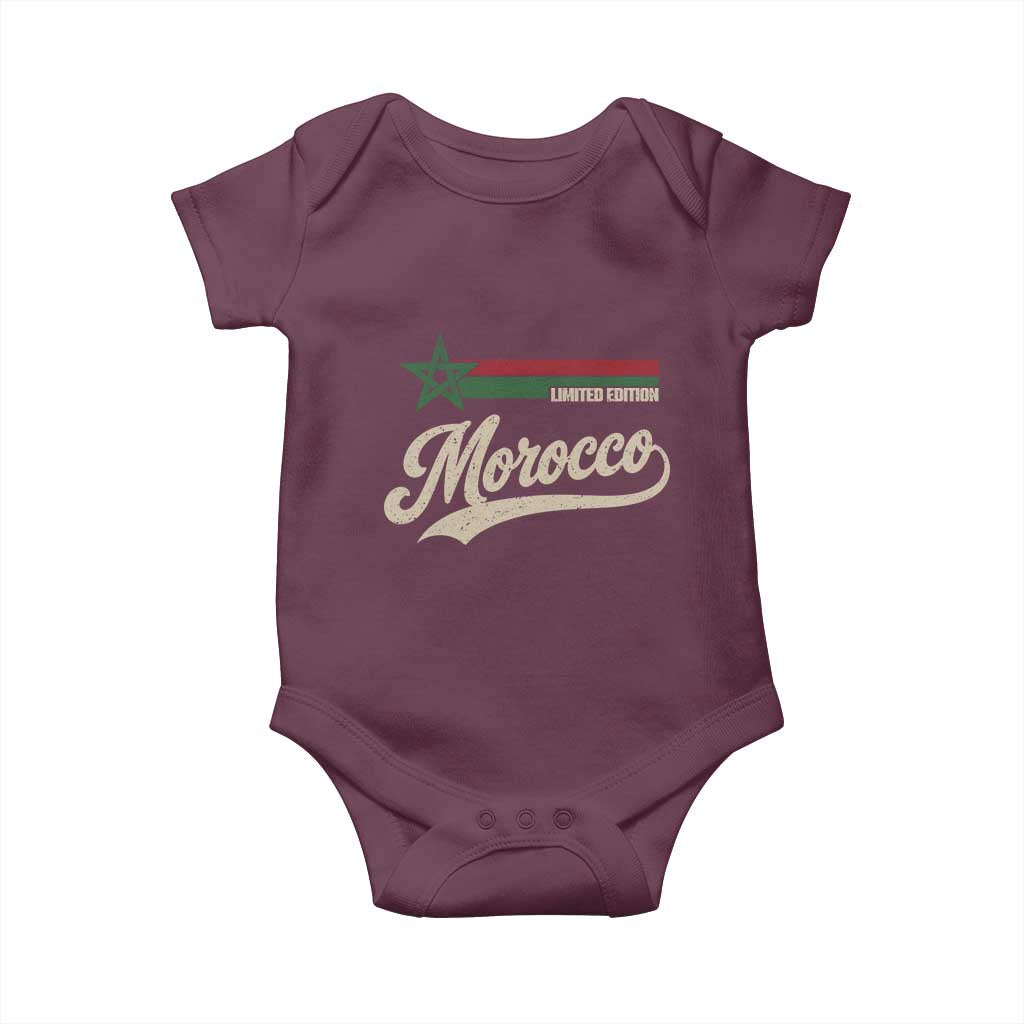 Morocco Baby Onesie Limited Edition Vintage Moroccan Pride Retro TS10 Maroon Print Your Wear