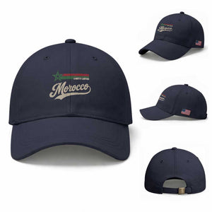 Morocco Baseball Cap Limited Edition Vintage Moroccan Pride Retro TS10 Baseball Cap Universal Fit Navy Print Your Wear
