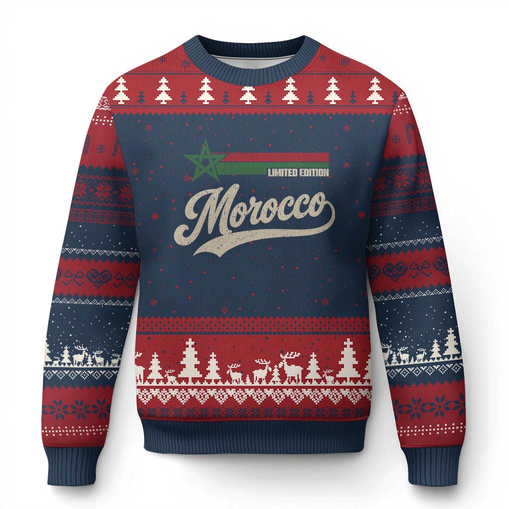 Morocco Ugly Christmas Sweater Limited Edition Vintage Moroccan Pride Retro TS10 Navy Red Print Your Wear