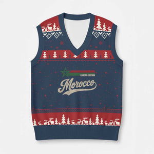 Morocco V-Neck Knit Sweater Vest Limited Edition Vintage Moroccan Pride Retro TS10 Navy Red Print Your Wear