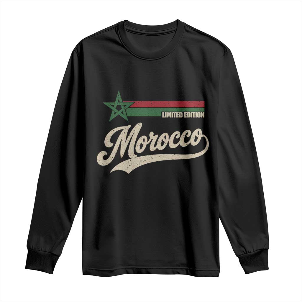 Morocco Long Sleeve Shirt Limited Edition Vintage Moroccan Pride Retro TS10 Black Print Your Wear