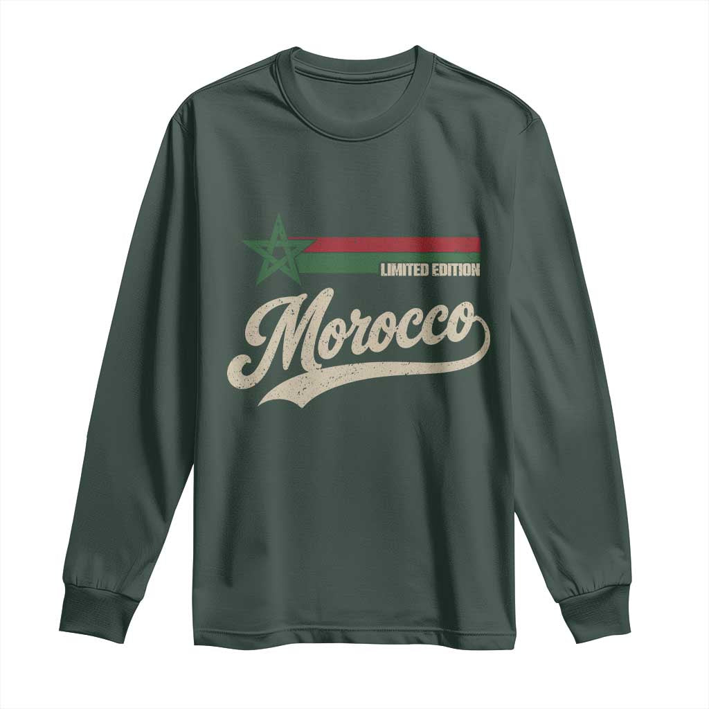 Morocco Long Sleeve Shirt Limited Edition Vintage Moroccan Pride Retro TS10 Dark Forest Green Print Your Wear
