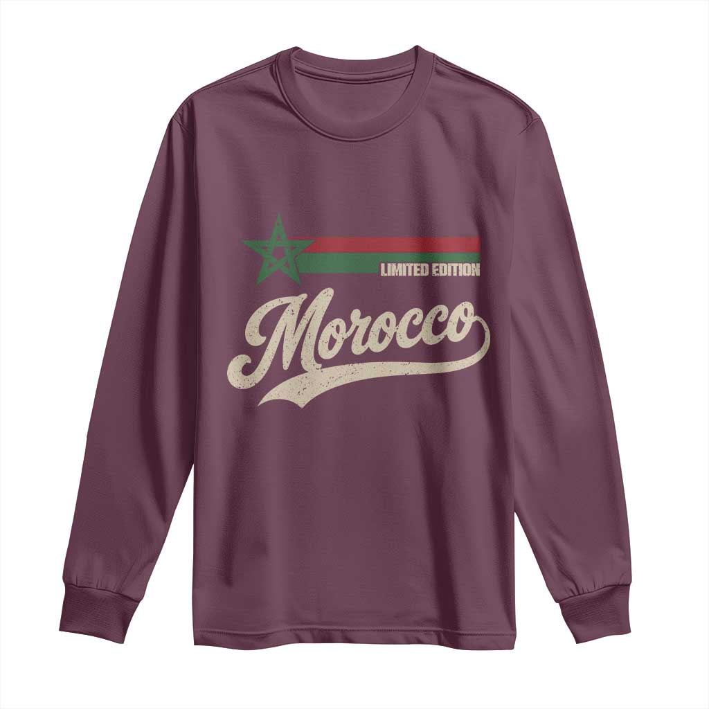 Morocco Long Sleeve Shirt Limited Edition Vintage Moroccan Pride Retro TS10 Maroon Print Your Wear