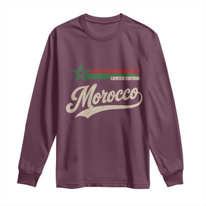 Morocco Long Sleeve Shirt Limited Edition Vintage Moroccan Pride Retro TS10 Maroon Print Your Wear