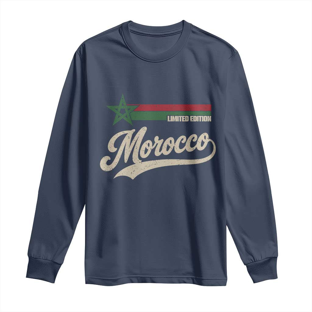 Morocco Long Sleeve Shirt Limited Edition Vintage Moroccan Pride Retro TS10 Navy Print Your Wear