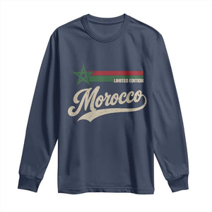 Morocco Long Sleeve Shirt Limited Edition Vintage Moroccan Pride Retro TS10 Navy Print Your Wear