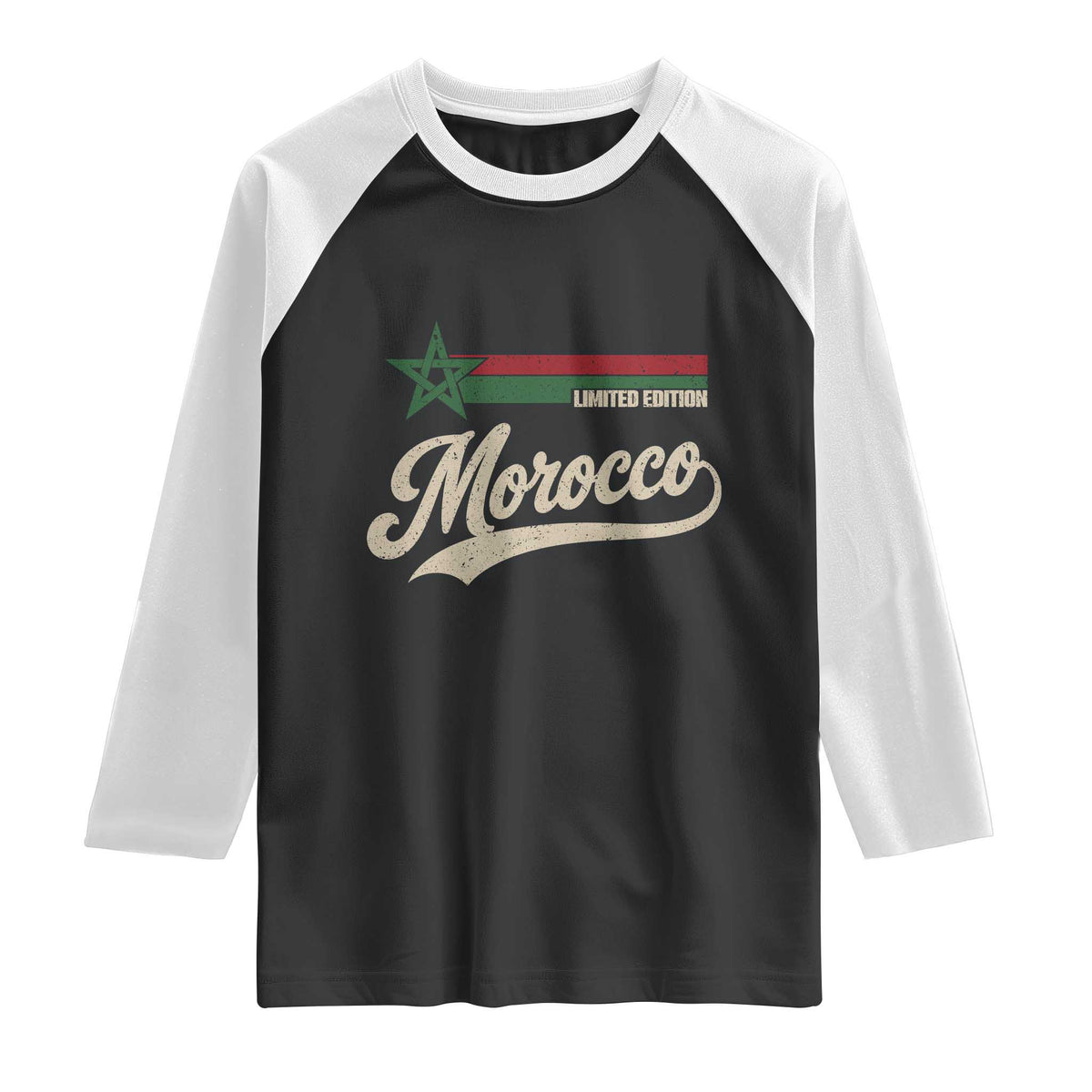 Morocco Raglan Shirt Limited Edition Vintage Moroccan Pride Retro TS10 Black White Print Your Wear