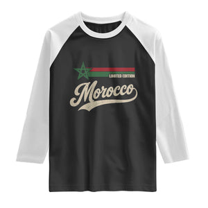 Morocco Raglan Shirt Limited Edition Vintage Moroccan Pride Retro TS10 Black White Print Your Wear