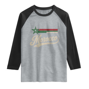 Morocco Raglan Shirt Limited Edition Vintage Moroccan Pride Retro TS10 Heather Gray Black Print Your Wear