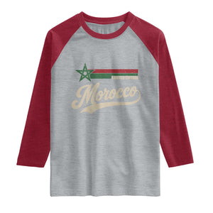 Morocco Raglan Shirt Limited Edition Vintage Moroccan Pride Retro TS10 Heather Gray Heather Red Print Your Wear