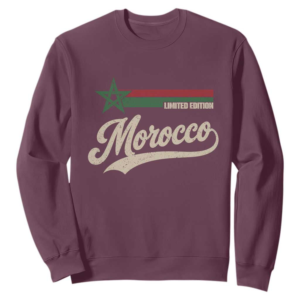 Morocco Sweatshirt Limited Edition Vintage Moroccan Pride Retro TS10 Maroon Print Your Wear
