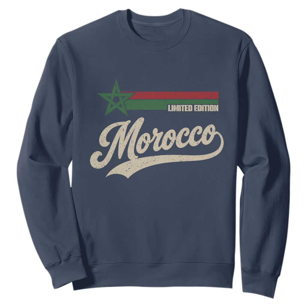 Morocco Sweatshirt Limited Edition Vintage Moroccan Pride Retro TS10 Navy Print Your Wear
