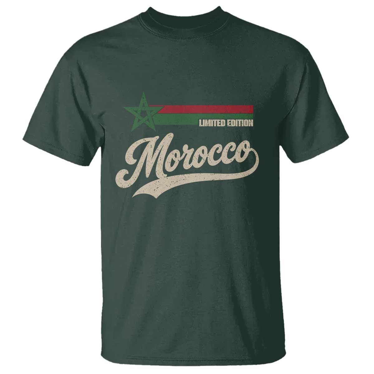 Morocco T Shirt Limited Edition Vintage Moroccan Pride Retro TS10 Dark Forest Green Print Your Wear