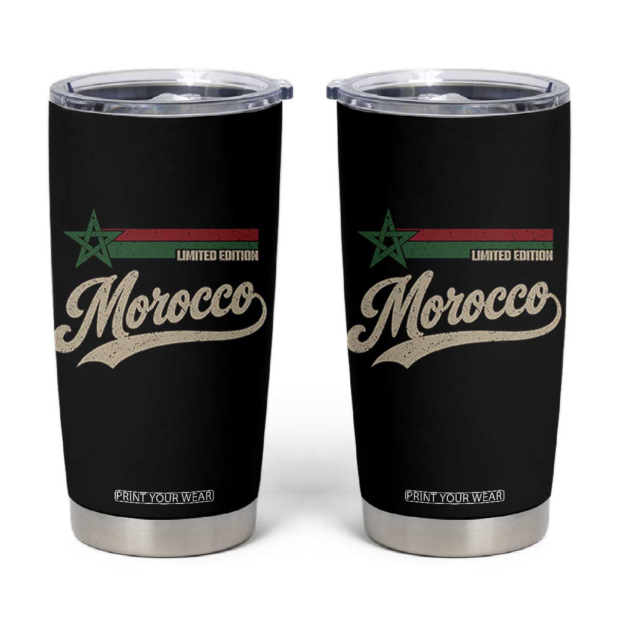 Morocco Tumbler Cup Limited Edition Vintage Moroccan Pride Retro TS10 Black Print Your Wear